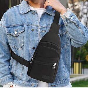 Nylon Travel Backpack Crossbody Shoulder Bag Men or Women Black New Without Tags